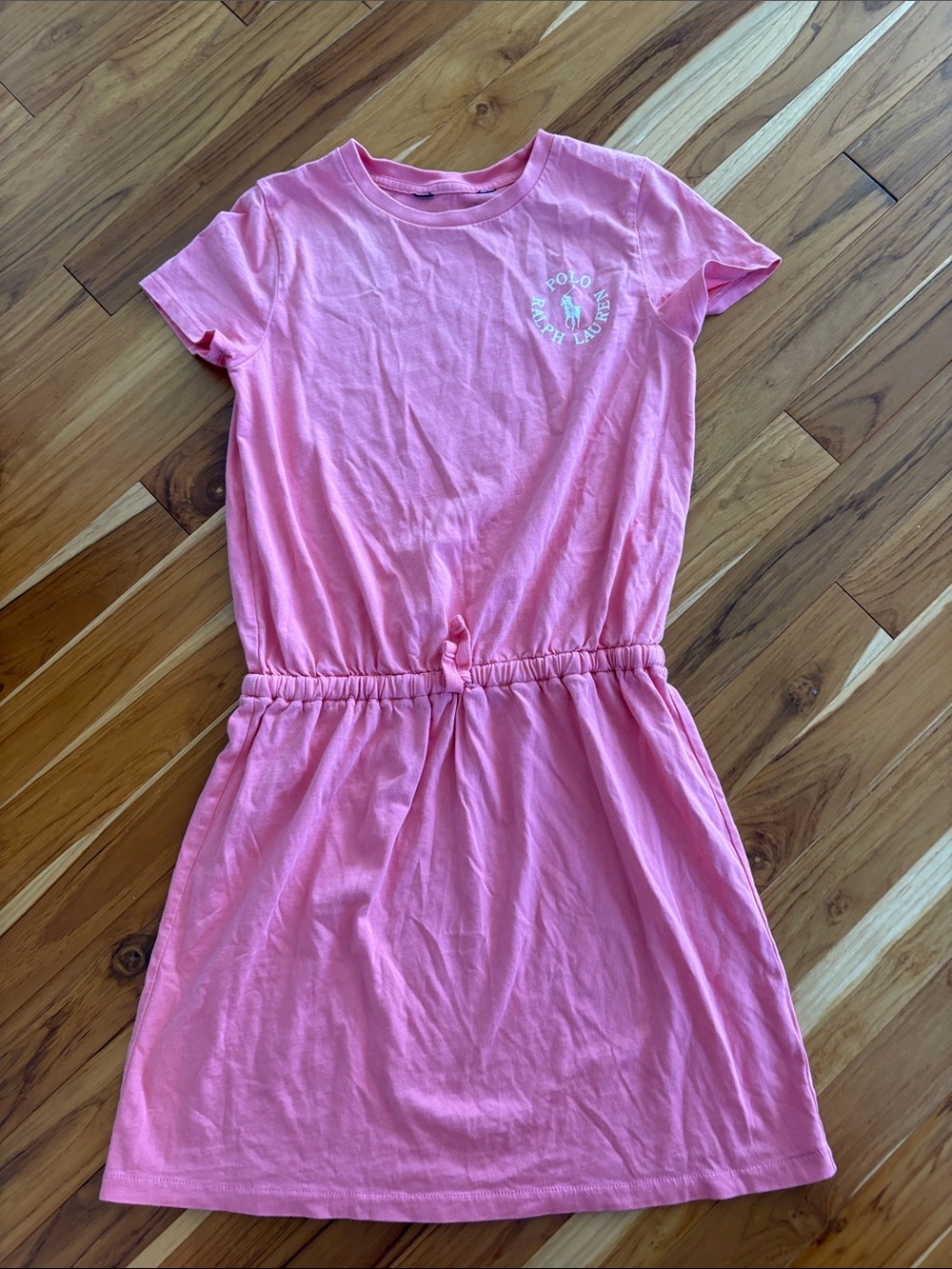 Ralph Lauren Pink Tie-Waist Cotton Casual Dress